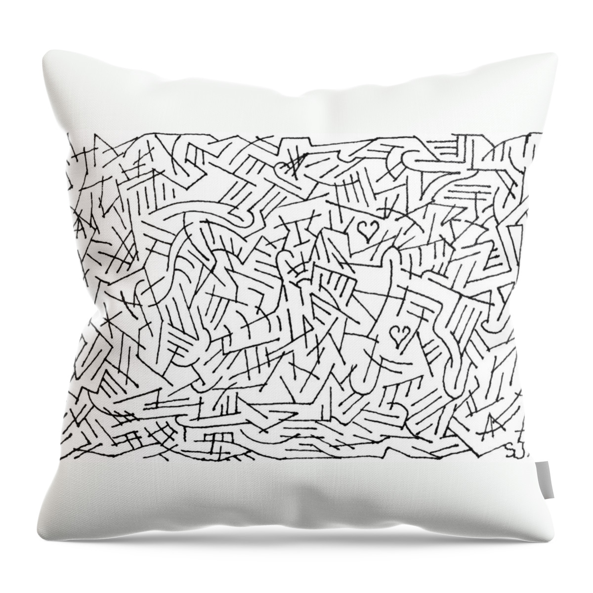 Mazes Throw Pillow featuring the drawing Reaching Out by Steven Natanson