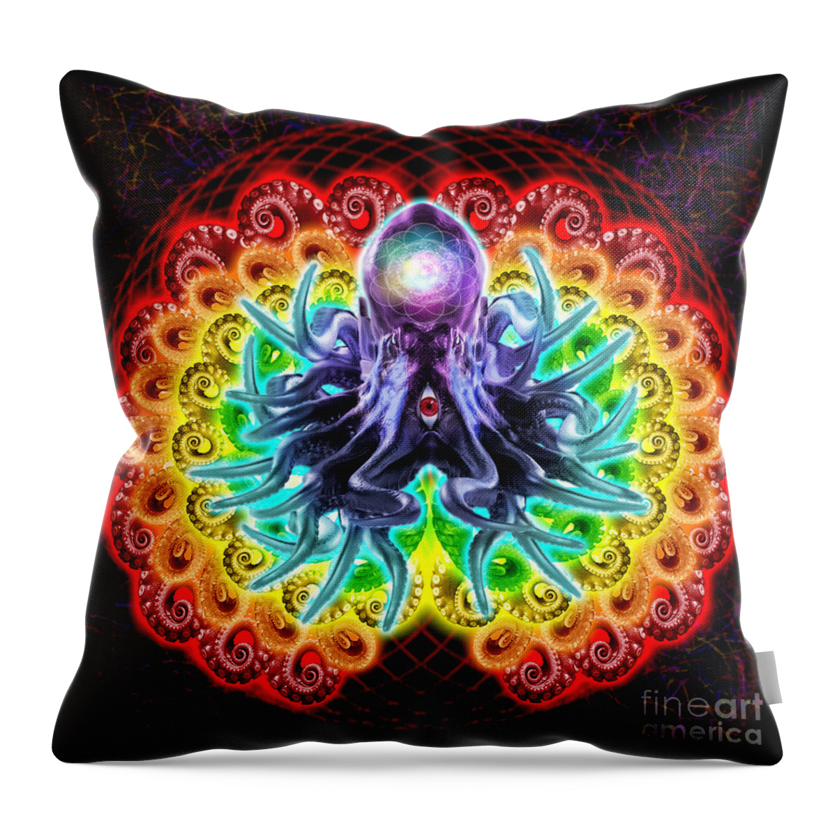 Octopus Throw Pillow featuring the mixed media Reaching Out by Tony Koehl