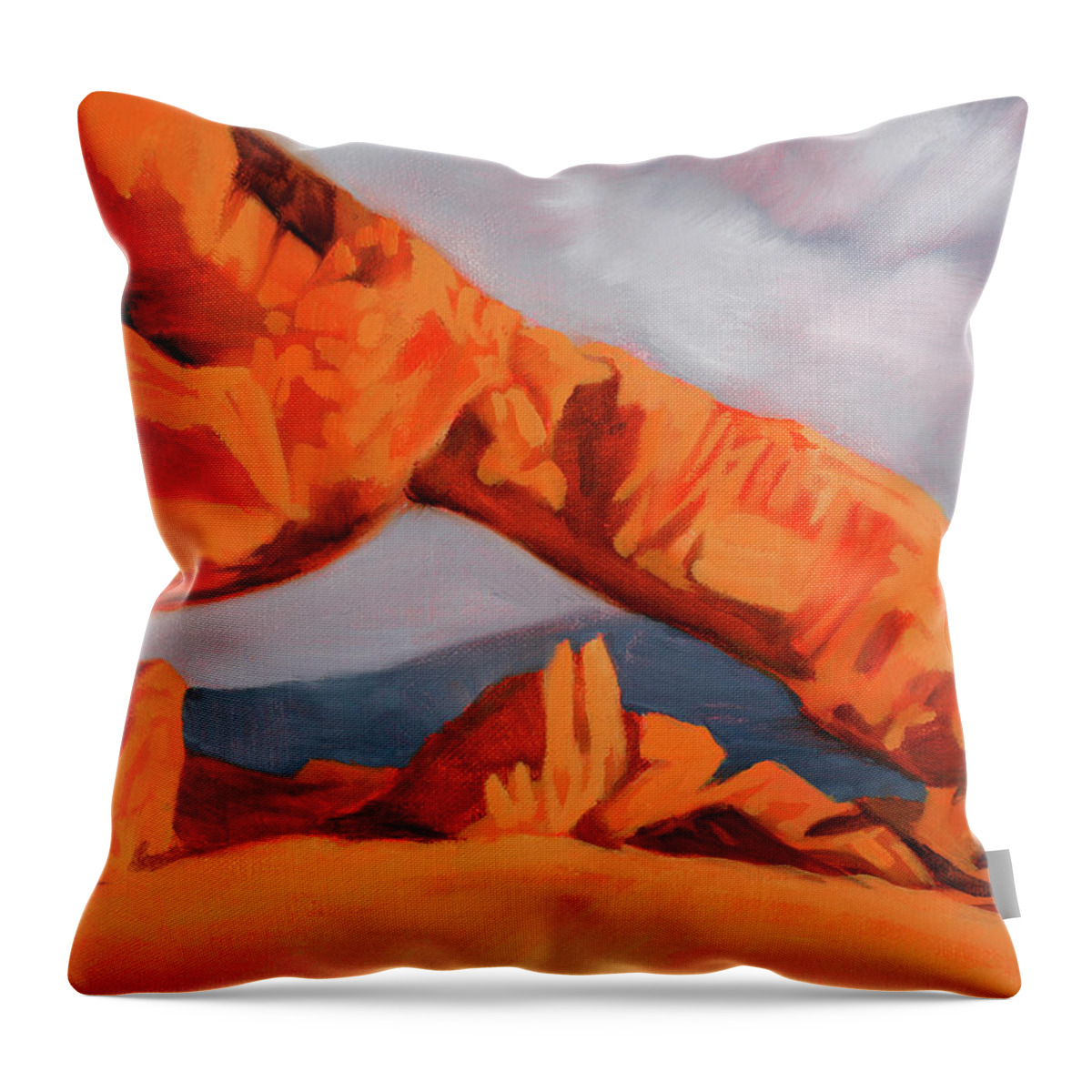 Landscape Throw Pillow featuring the painting Reaching Rock by Sandi Snead