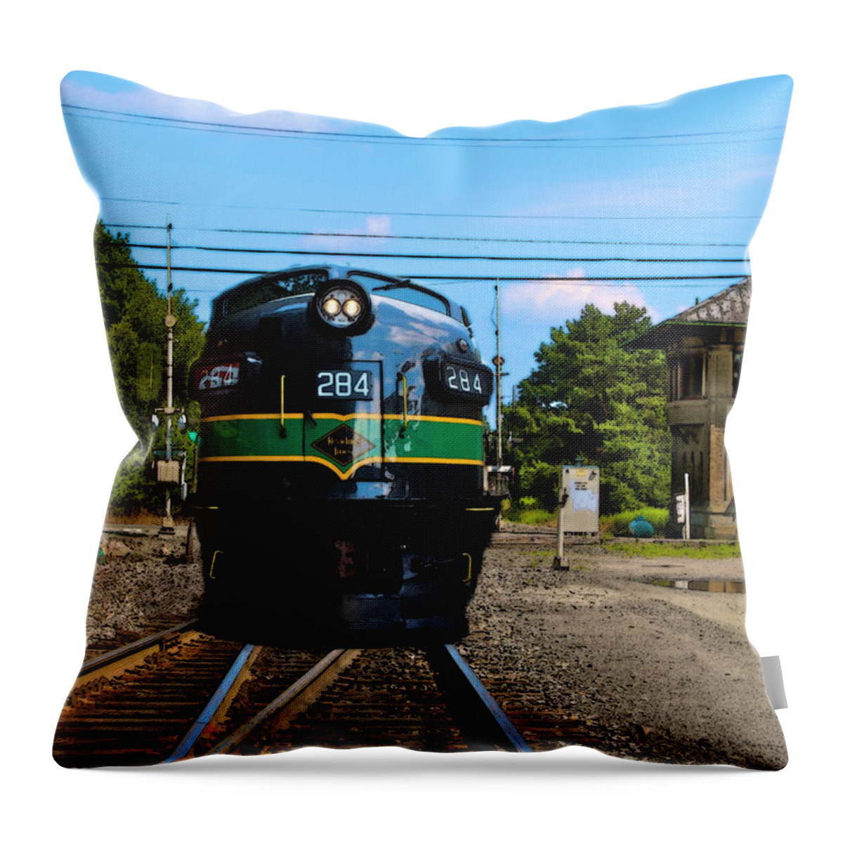 Train Art Throw Pillow featuring the painting Reading 284 Train by Iconic Images Art Gallery David Pucciarelli
