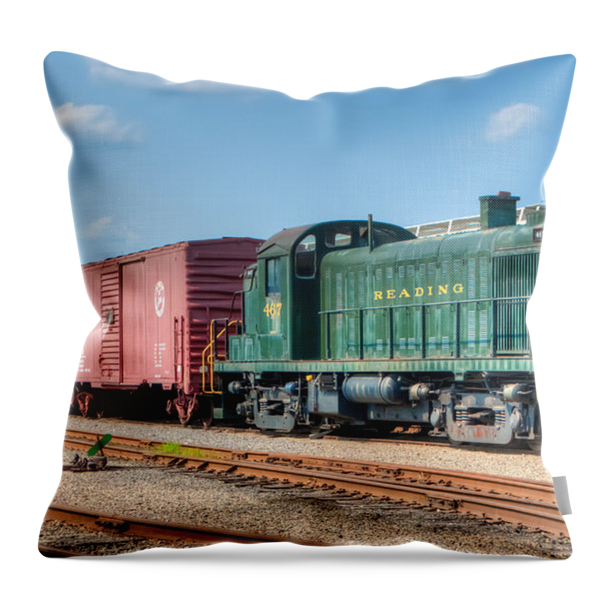 Trains Throw Pillow featuring the photograph Reading 467 by Anthony Sacco