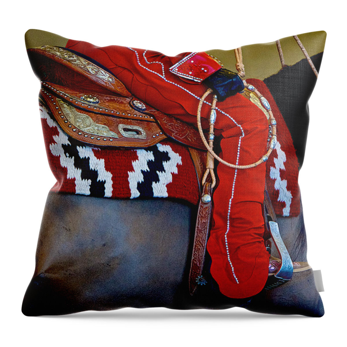 Rider Throw Pillow featuring the photograph Ready for Competition by Barbara Zahno