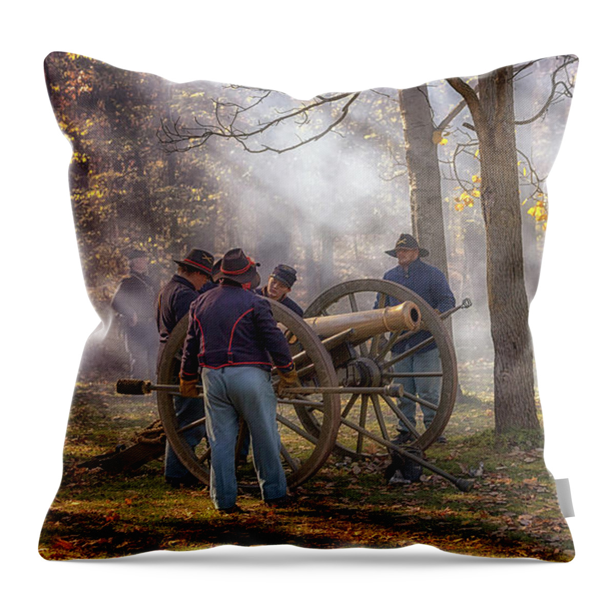 Civil War Throw Pillow featuring the photograph Ready the Cannons by Susan Rissi Tregoning