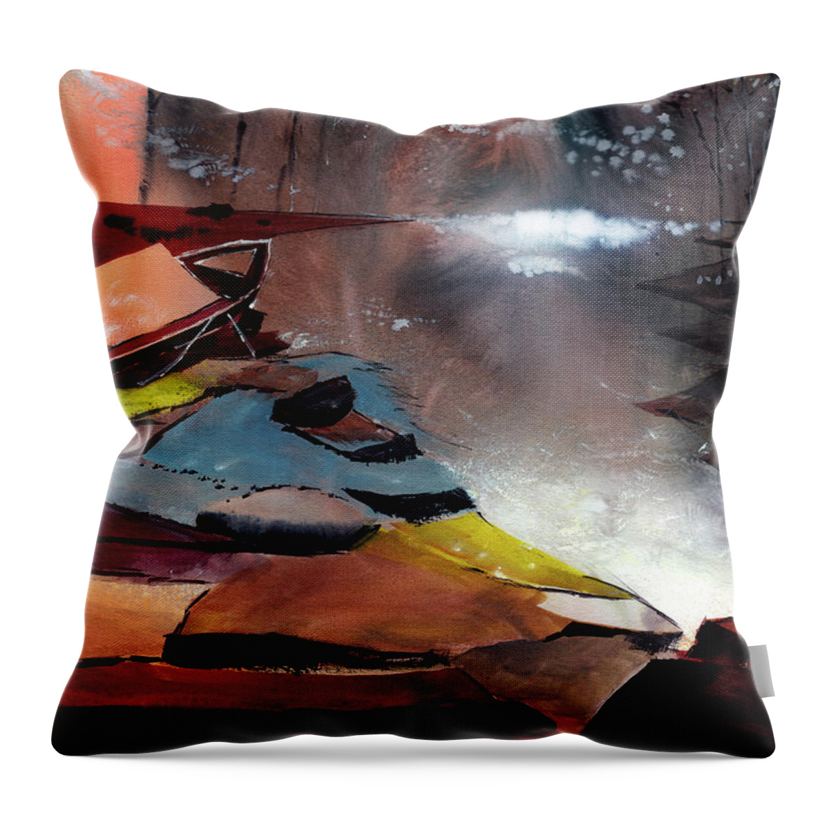 Nature Throw Pillow featuring the painting Ready to leave by Anil Nene