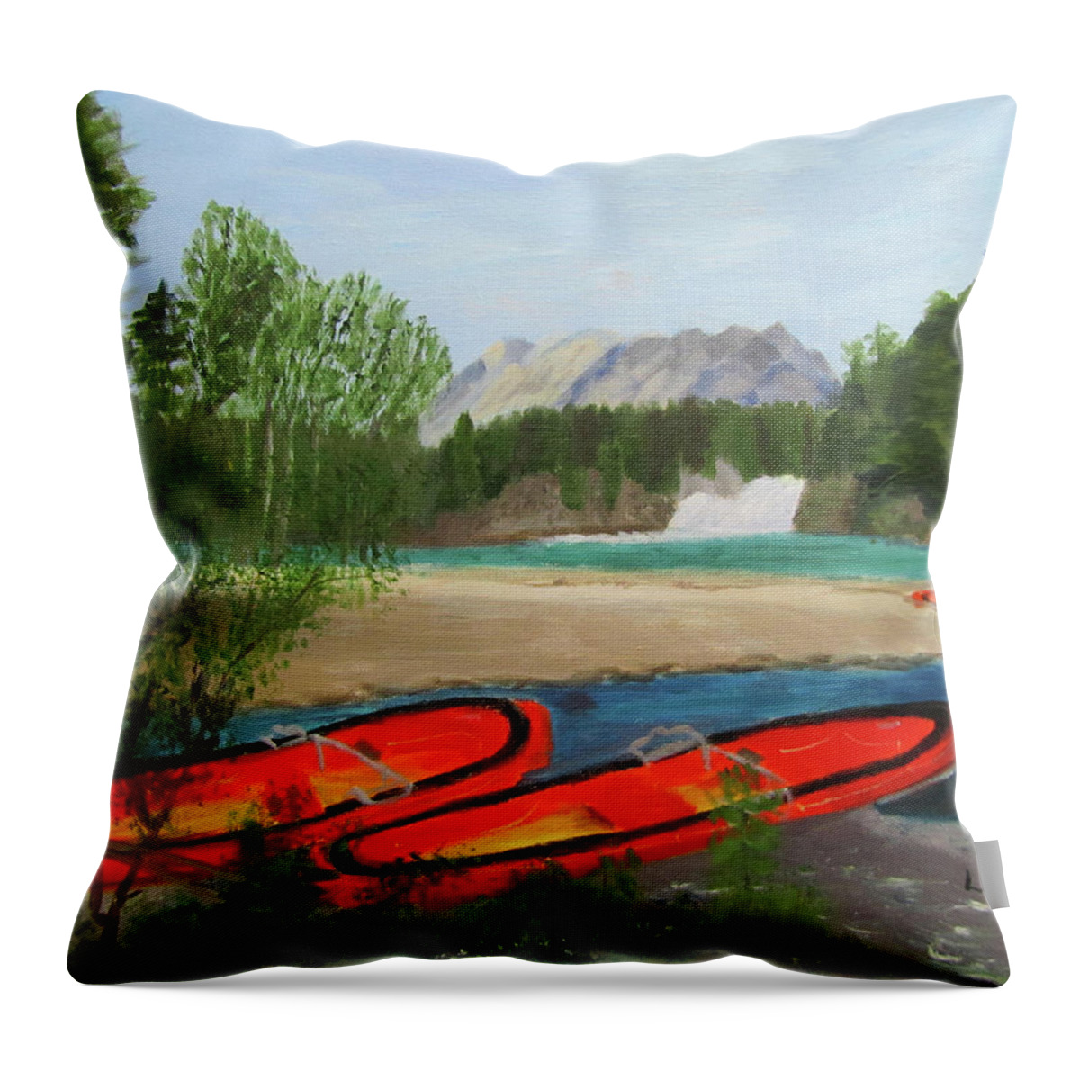Landscape Throw Pillow featuring the painting Ready to Ride by Linda Feinberg