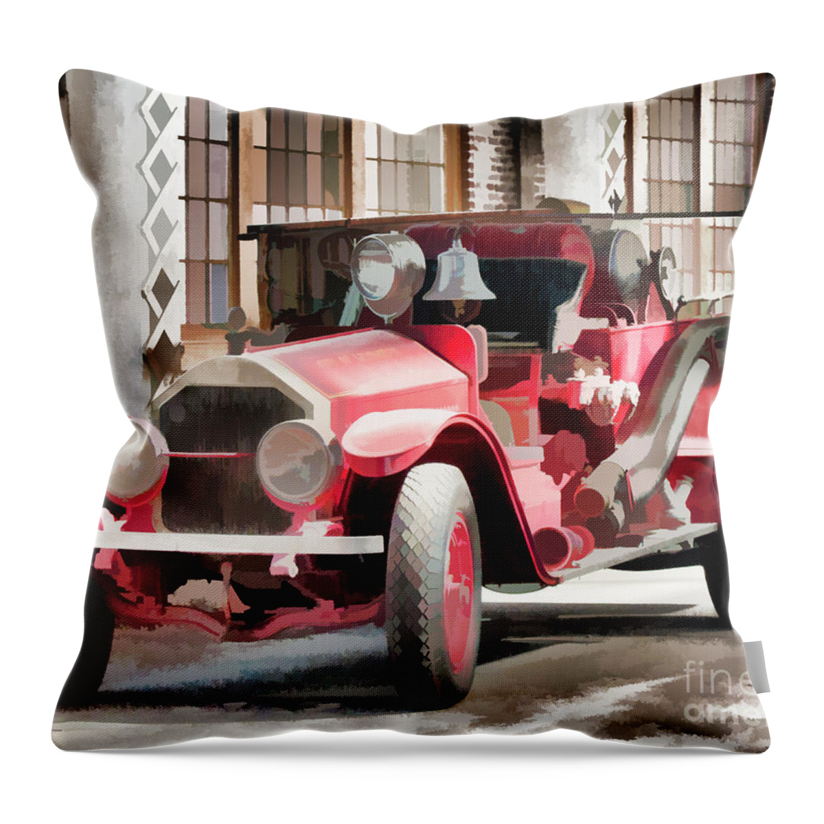 Fire Truck Throw Pillow featuring the photograph Ready To Serve Again by Wilma Birdwell