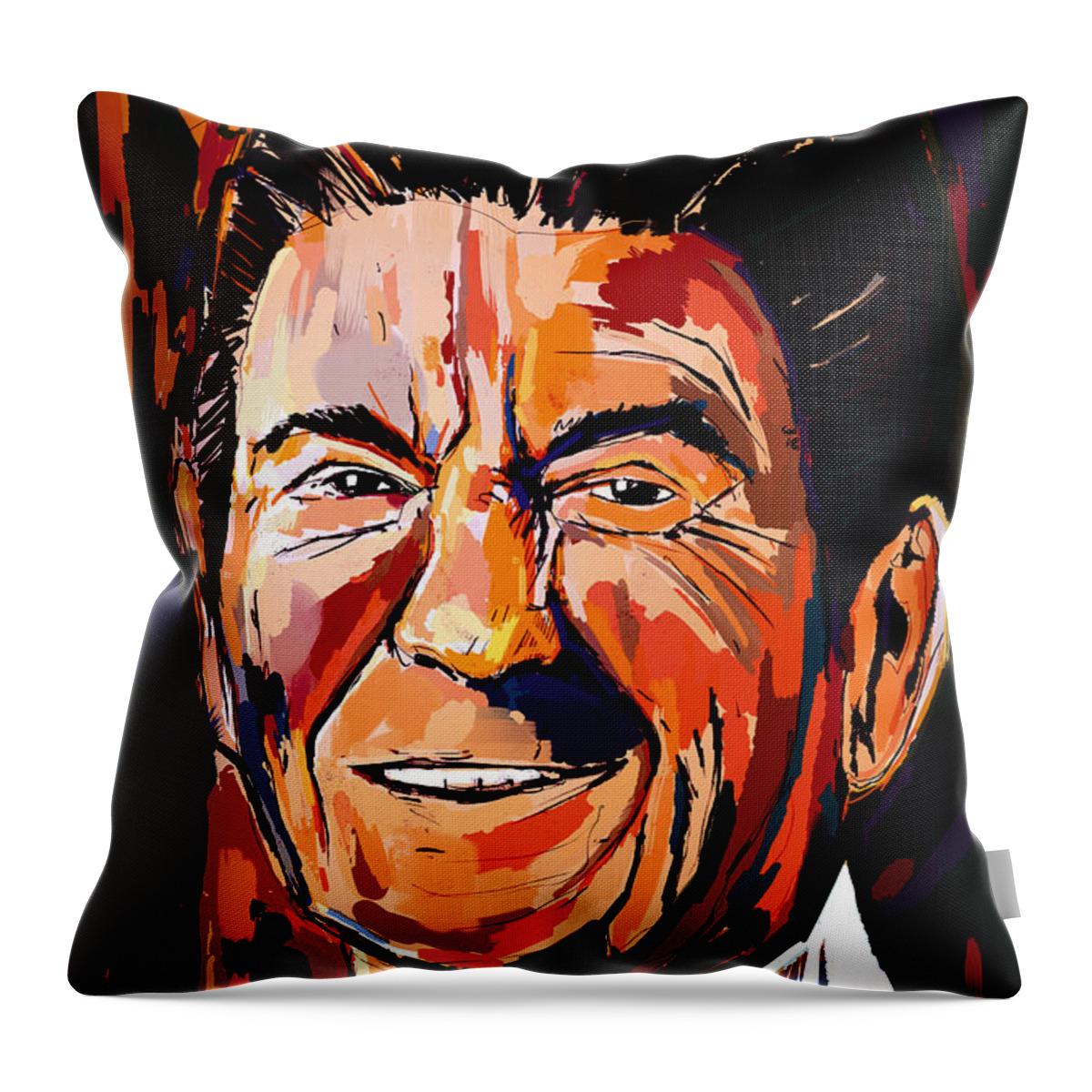  Throw Pillow featuring the painting Reagan Revisited by John Gholson