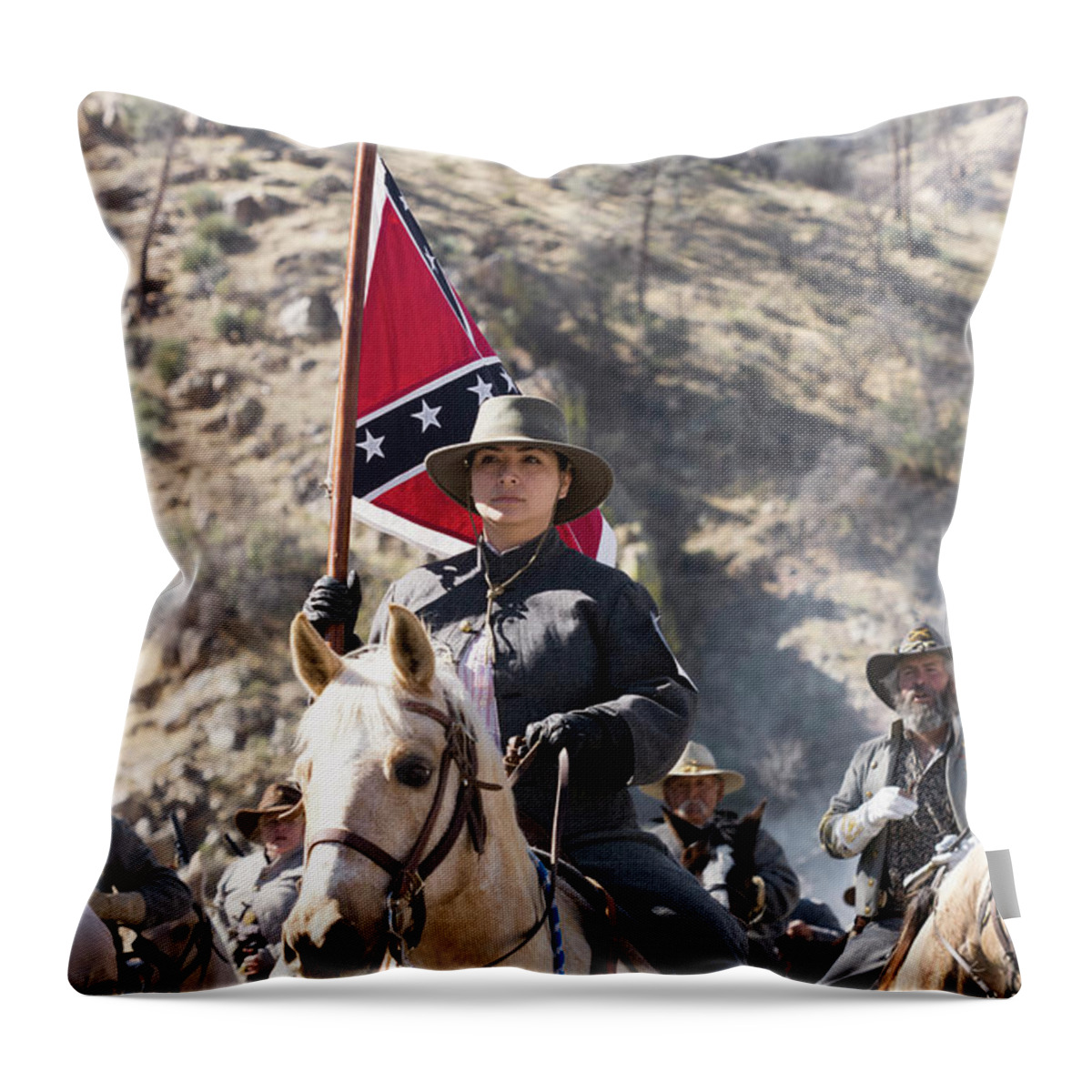 American Civil War Throw Pillow featuring the photograph Rebal Flag 1 by John Swartz