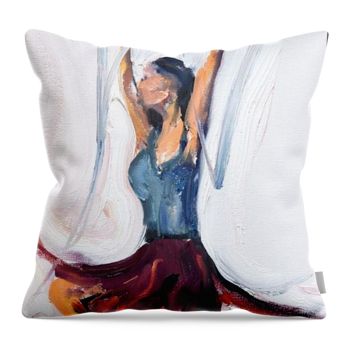 Dance Throw Pillow featuring the painting Rebekah's Dance Series 1 Pose 2 by Donna Tuten