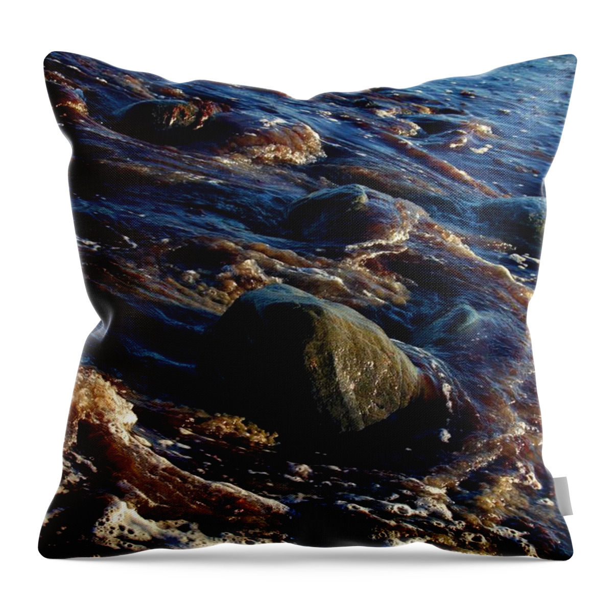 Nature Throw Pillow featuring the photograph Receding Waves by Robert Morin