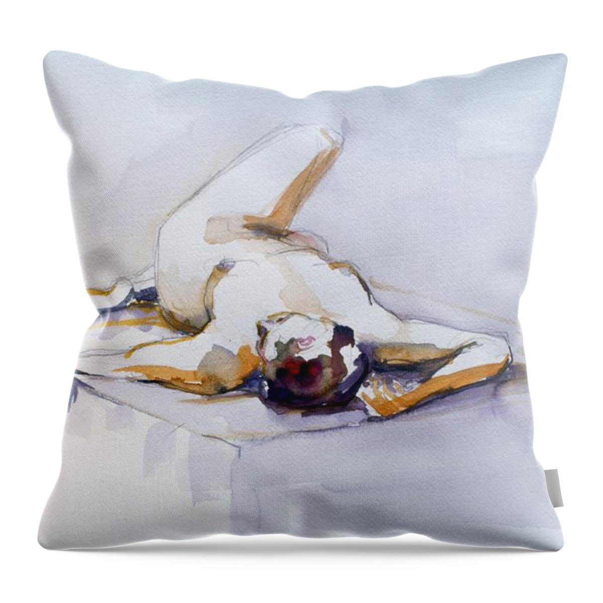 Full Body Throw Pillow featuring the painting Reclining study 6 by Barbara Pease