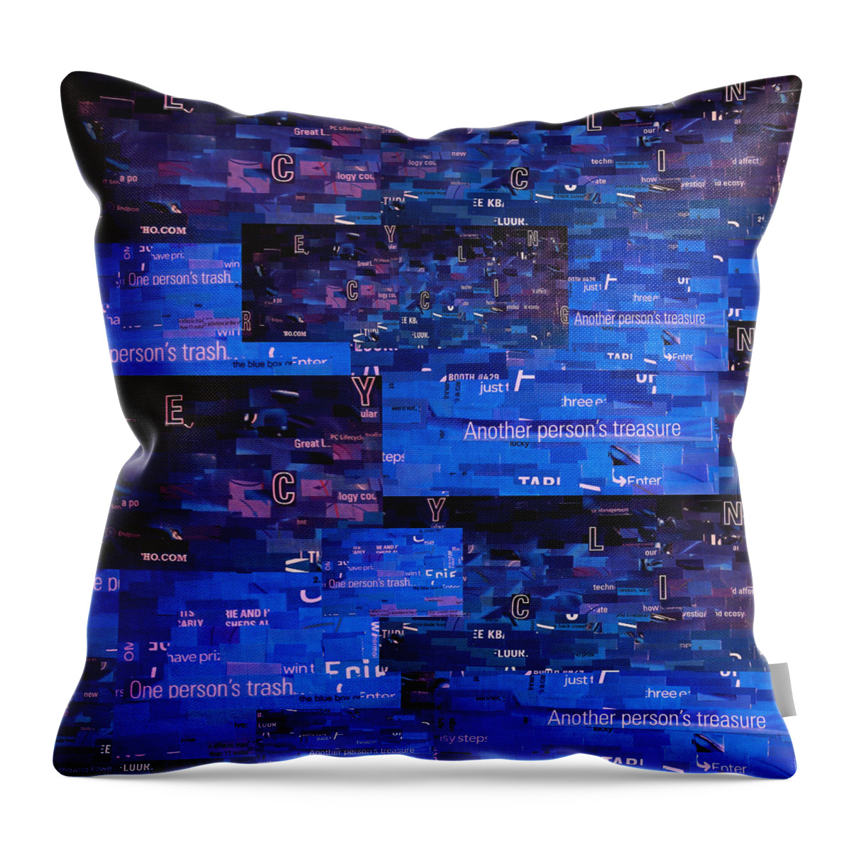 Magazine Collage Throw Pillow featuring the digital art Recycling by Shawna Rowe