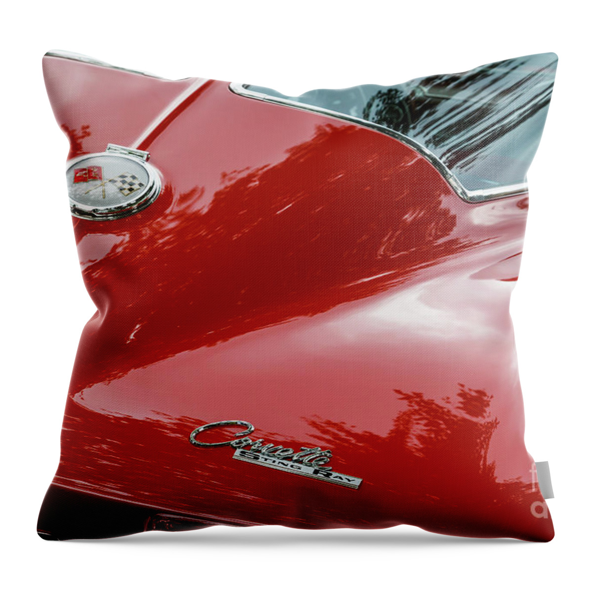 Corvette Throw Pillow featuring the photograph Red 1963 Corvette by Dennis Hedberg