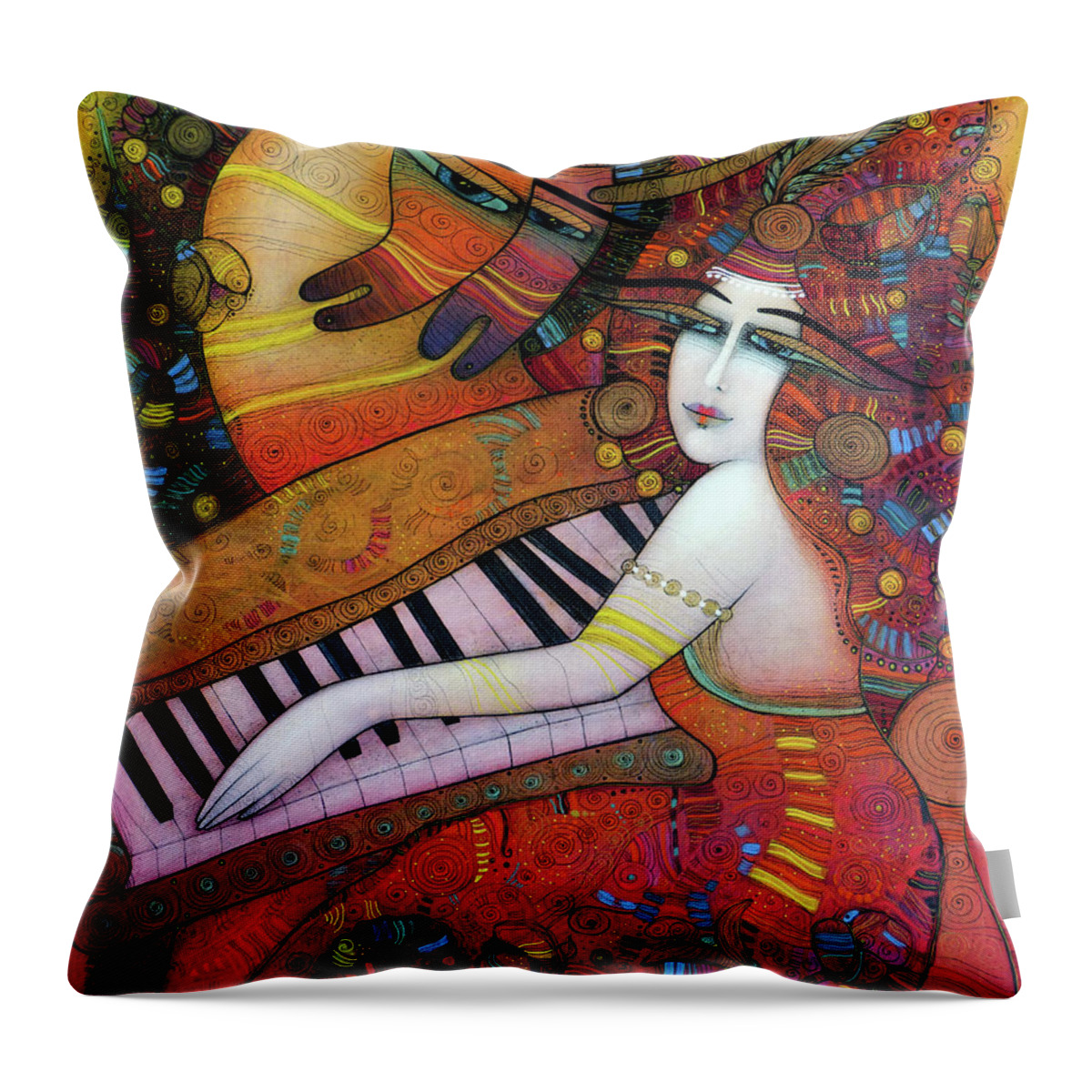 Albena Throw Pillow featuring the painting RED by Albena Vatcheva