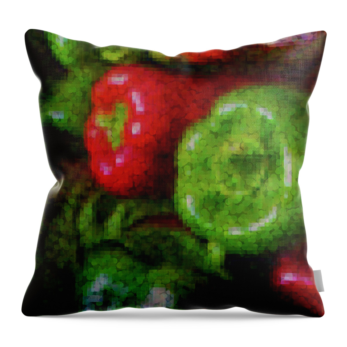 Peppers Throw Pillow featuring the photograph Red and Green Pixeled Peppers by Sandy Moulder