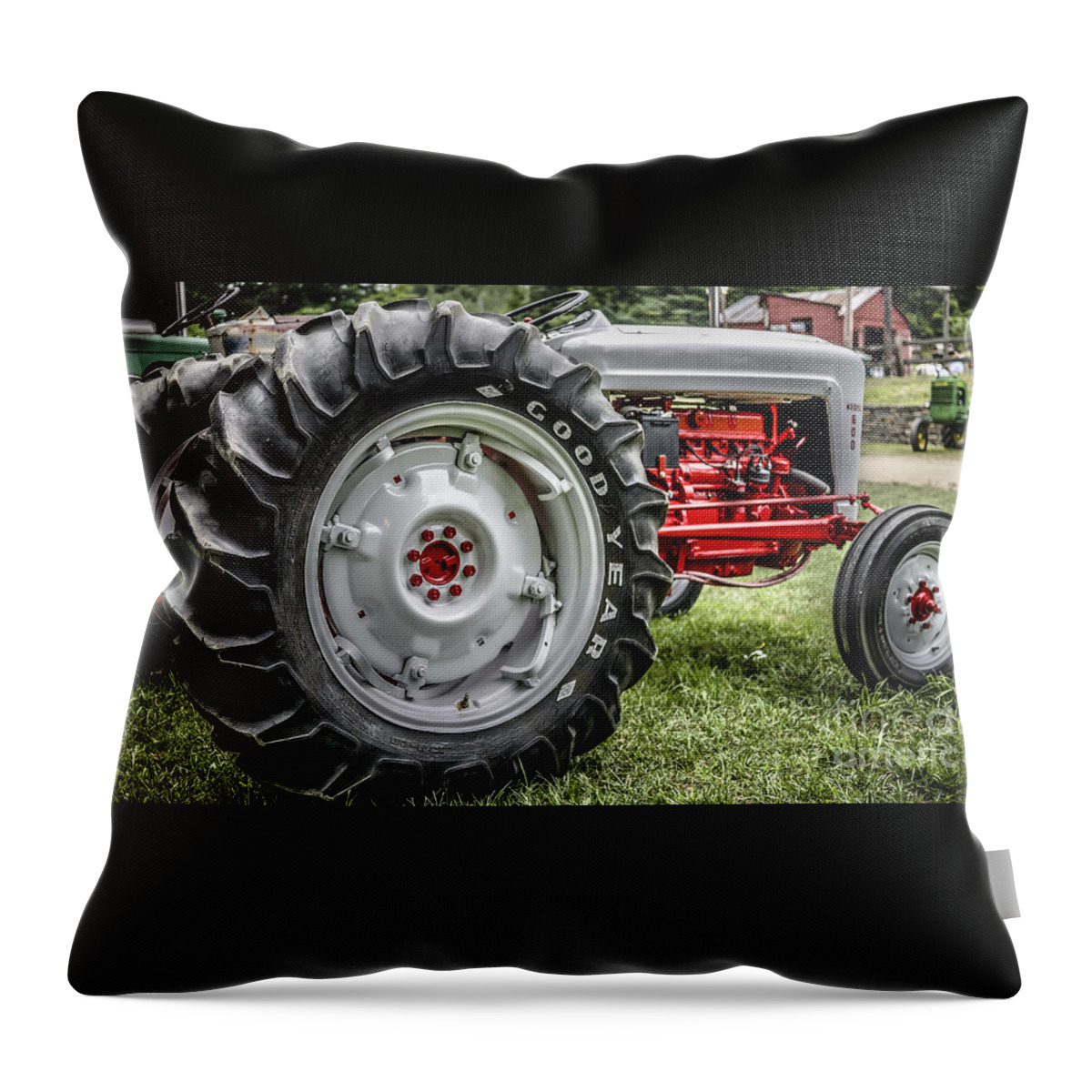 Tractor Throw Pillow featuring the photograph Red and White Ford Model 600 Tractor by Edward Fielding