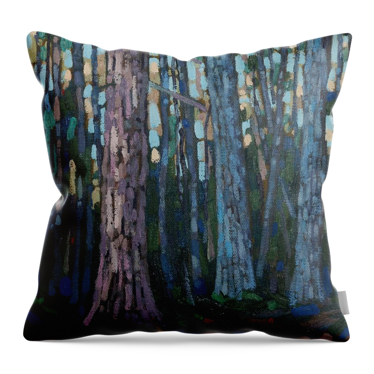 1980 Throw Pillow featuring the painting Red and White Pines by Phil Chadwick