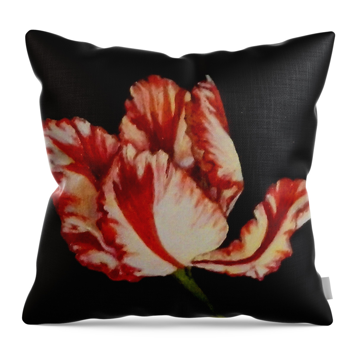 Tulip Throw Pillow featuring the painting Red and White Tulip by Sandra Nardone