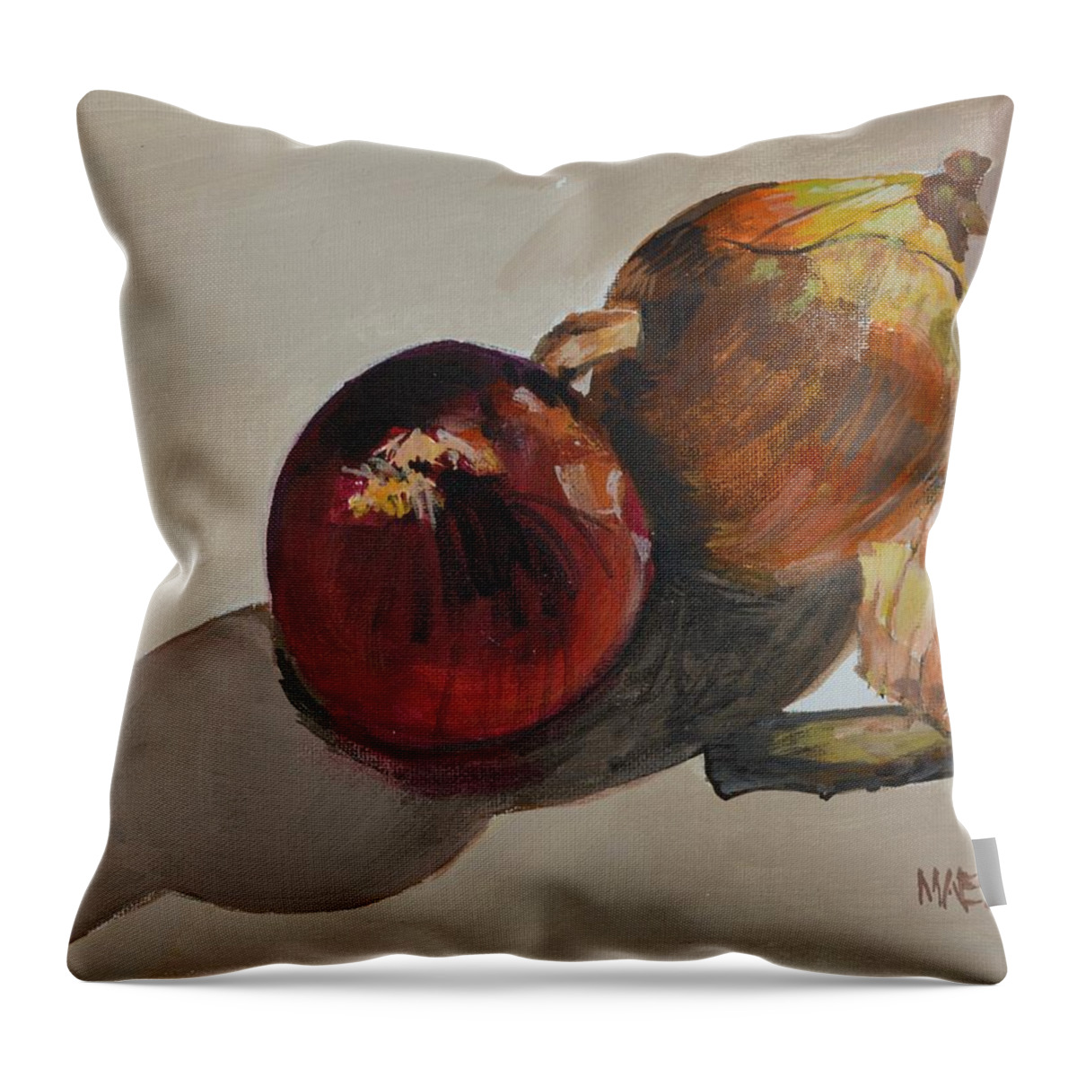 Waltmaes Throw Pillow featuring the painting Red And White by Walt Maes