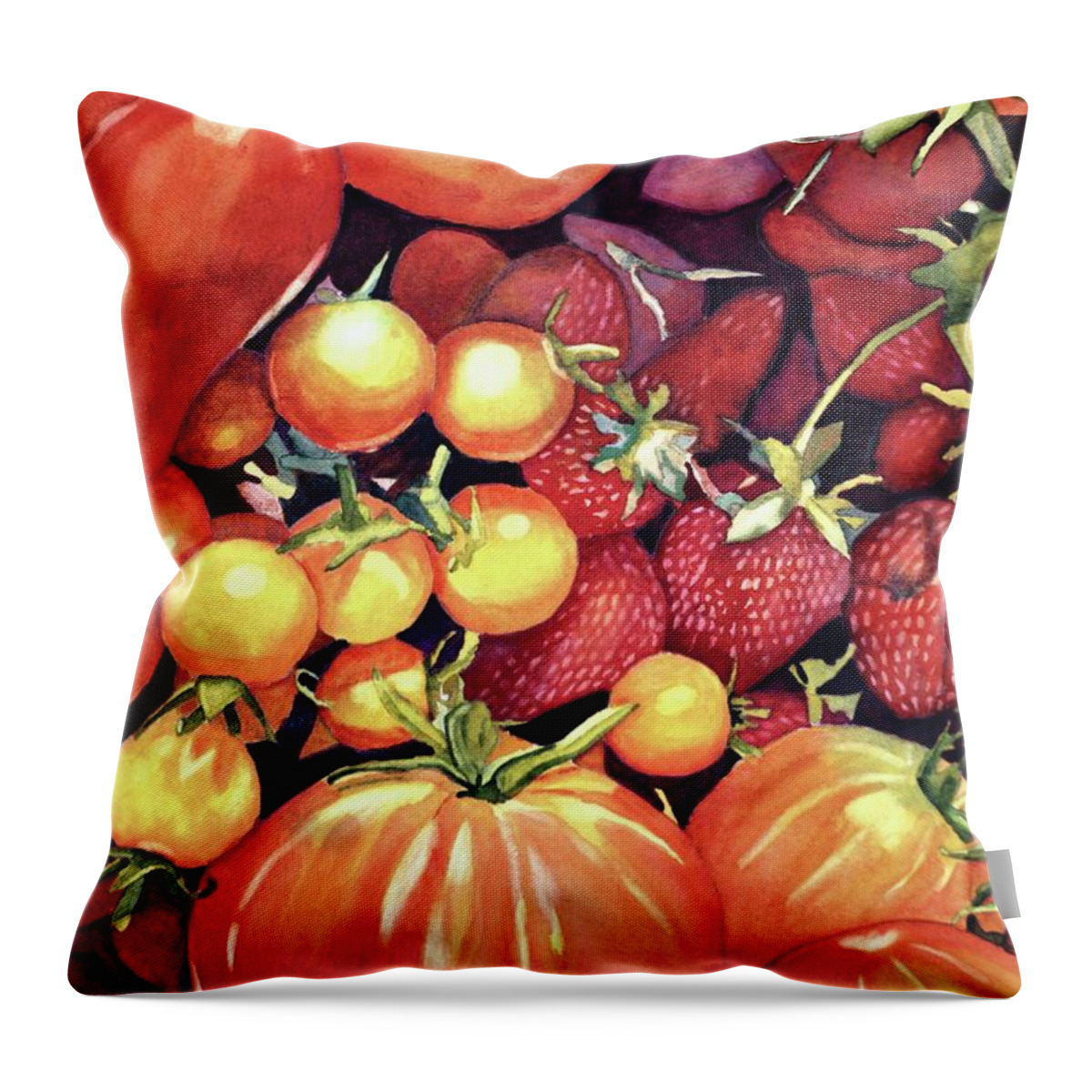 Watercolor Throw Pillow featuring the painting Red and Yellow Bliss by Gerald Carpenter