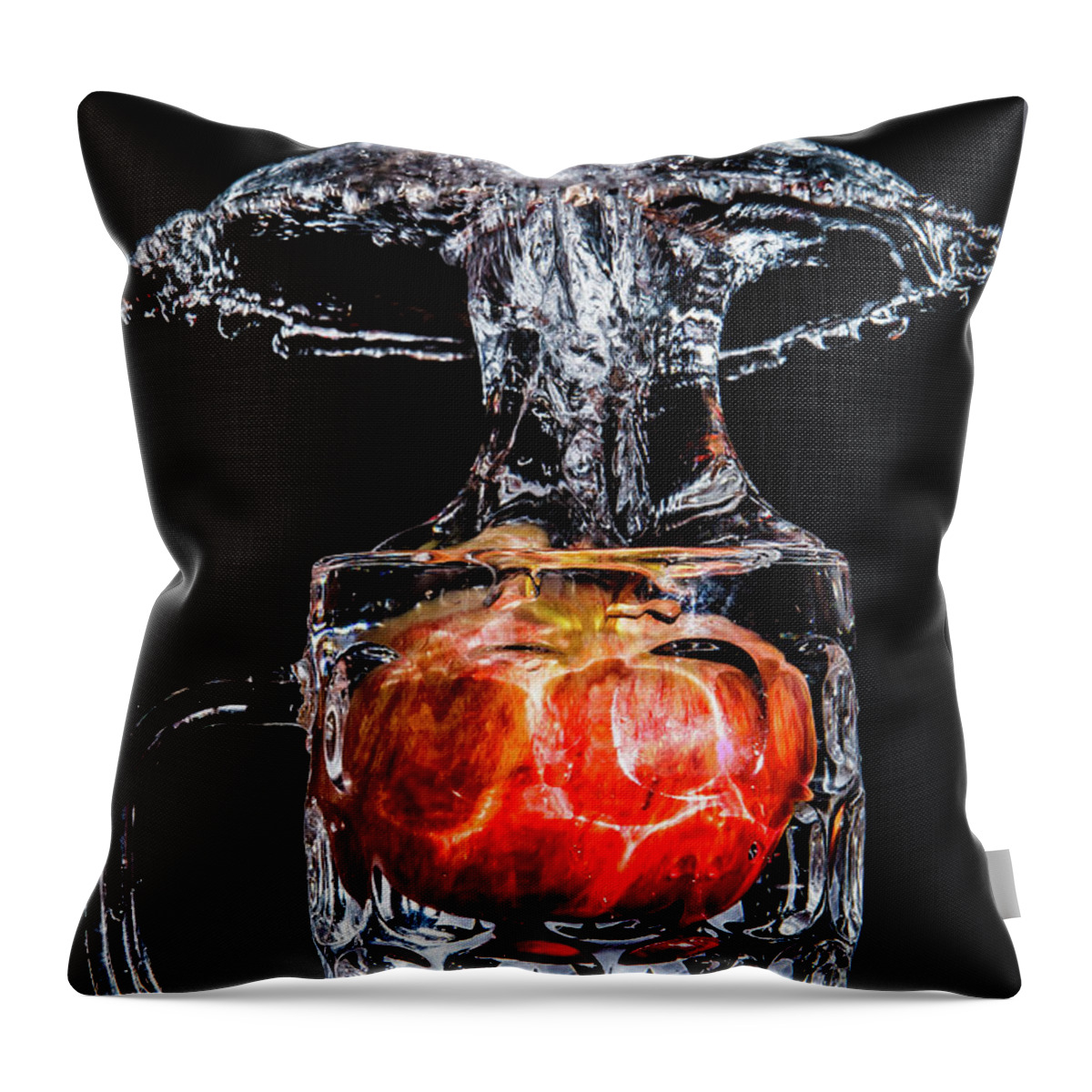 Apple Throw Pillow featuring the photograph Red Apple Splash by Ray Shiu
