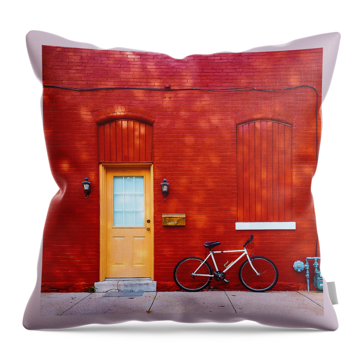 Red Brick Throw Pillow featuring the photograph Red Building by Britten Adams