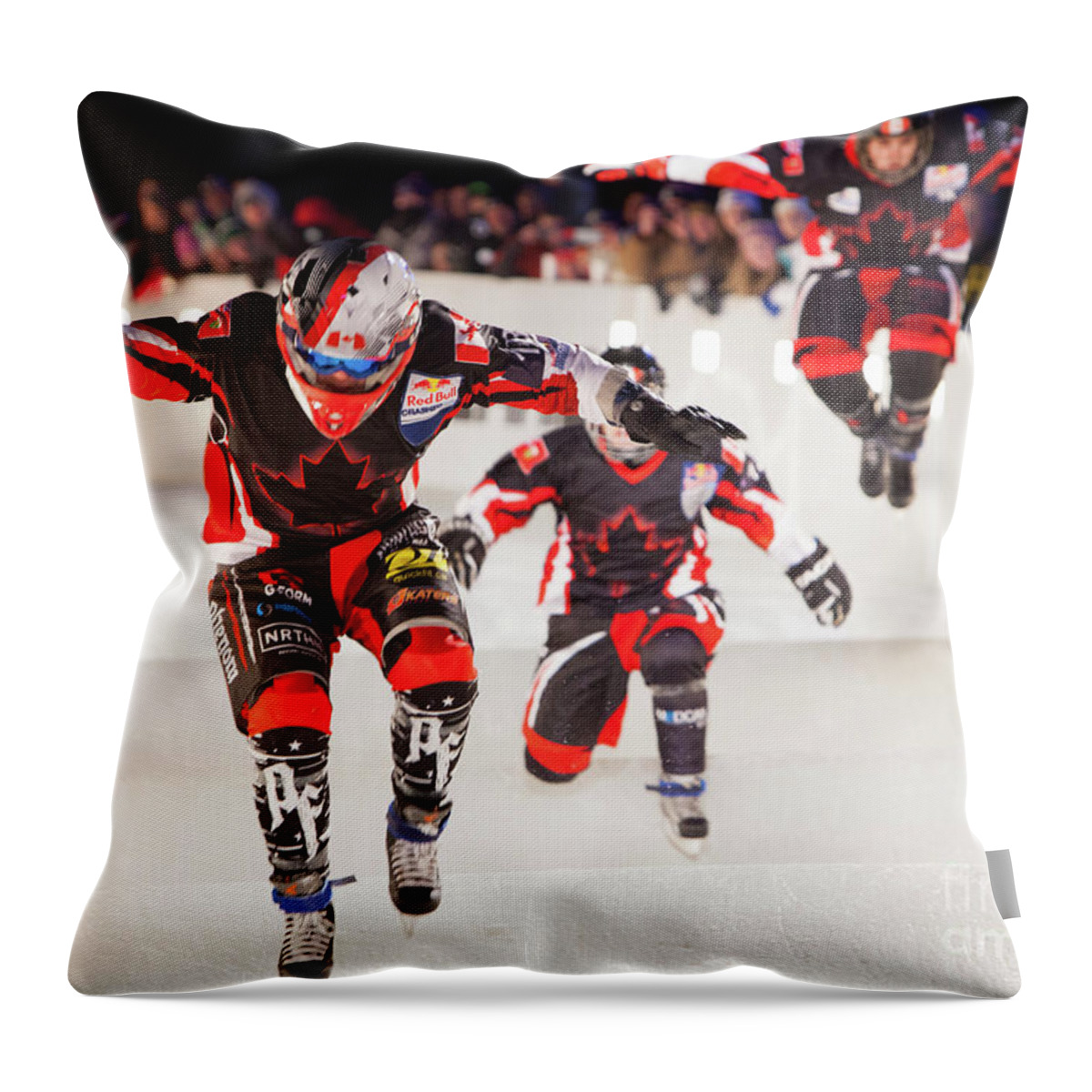 #photogtipsandtricks Throw Pillow featuring the photograph Red Bull Crashed Ice St Paul 3 by Wayne Moran