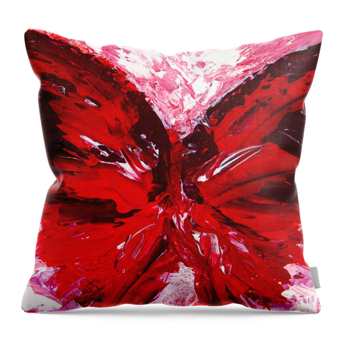 Red Throw Pillow featuring the painting Red Butterfly by Patricia Awapara
