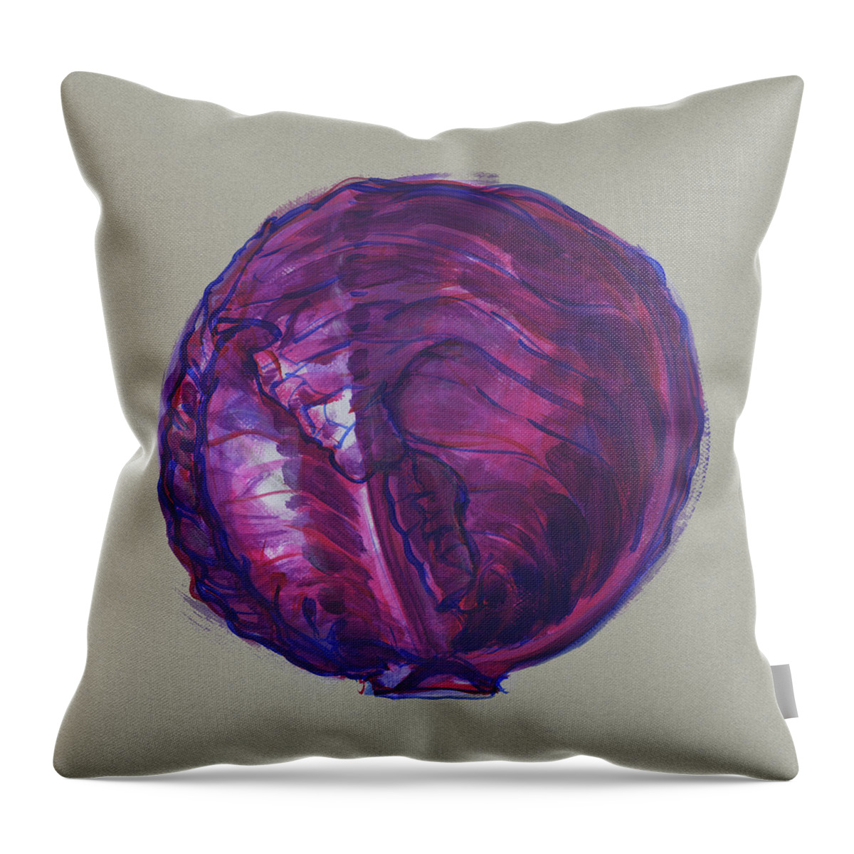 Red Throw Pillow featuring the painting Red Cabbage by Judith Kunzle