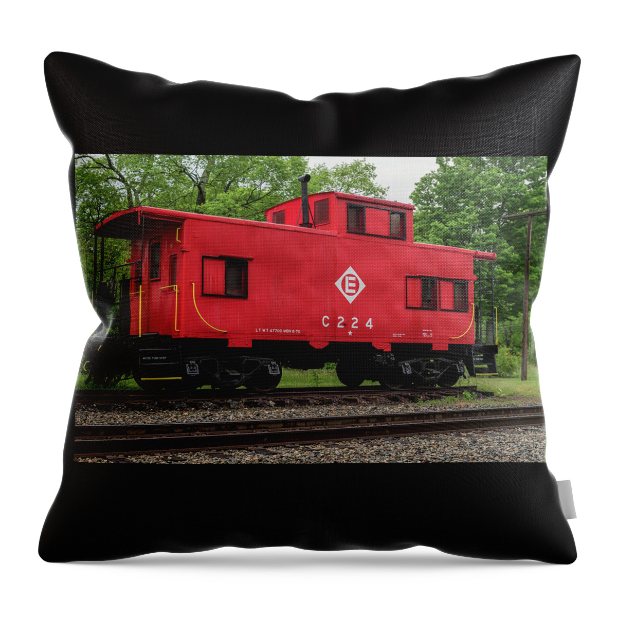 Terry D Photography Throw Pillow featuring the photograph Red Caboose C224 New Jersey by Terry DeLuco
