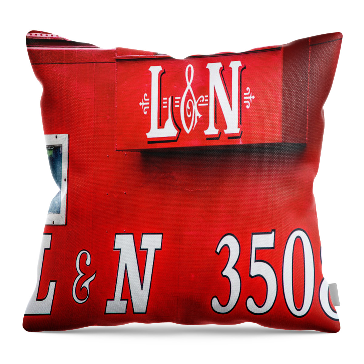 Helena Throw Pillow featuring the photograph Red Caboose by Parker Cunningham