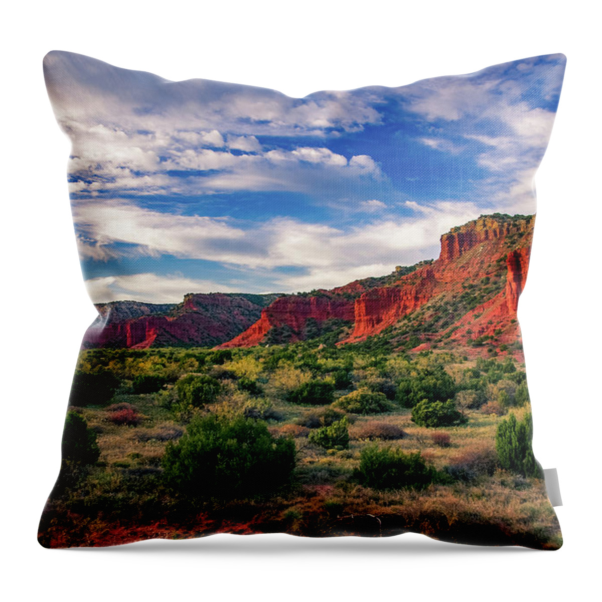 Canyon Throw Pillow featuring the photograph Red Cliffs of Caprock Canyon by Adam Reinhart