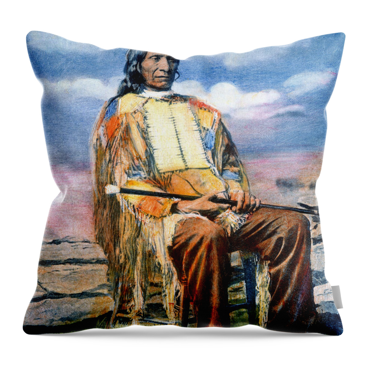 19th Century Throw Pillow featuring the photograph Red Cloud 1822-1909 by Granger