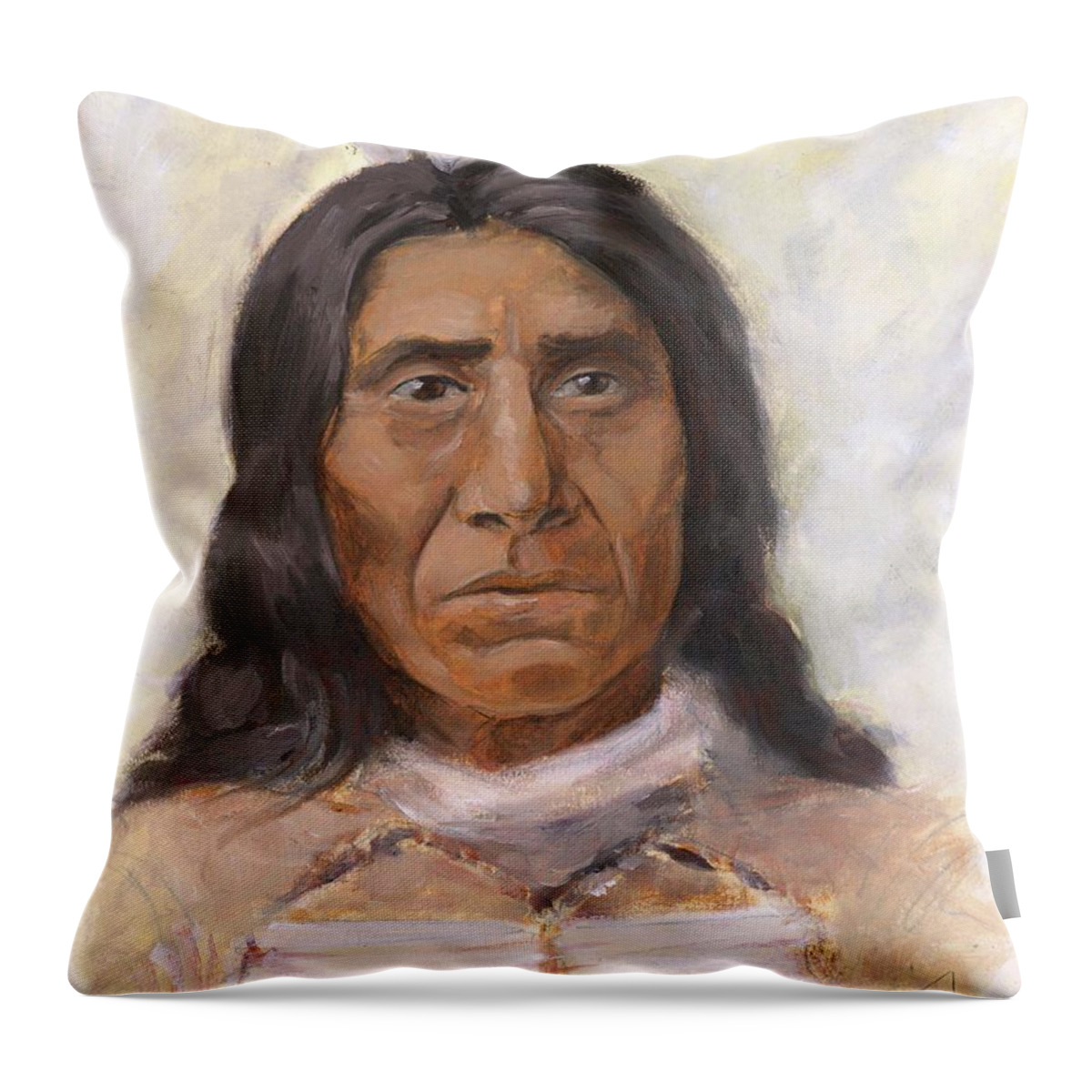 Native American Throw Pillow featuring the painting Red Cloud by Brandy Woods