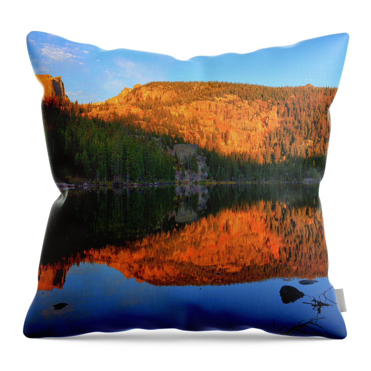 Bear Lake Throw Pillow featuring the photograph Red Dawn at Bear Lake by Greg Norrell