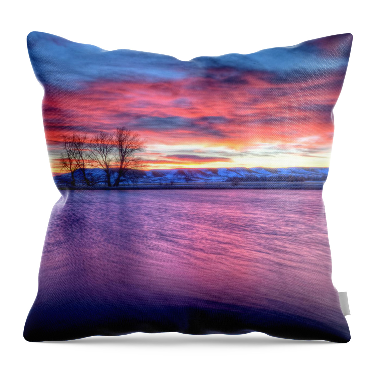 Sunrise Throw Pillow featuring the photograph Red Dawn by Fiskr Larsen