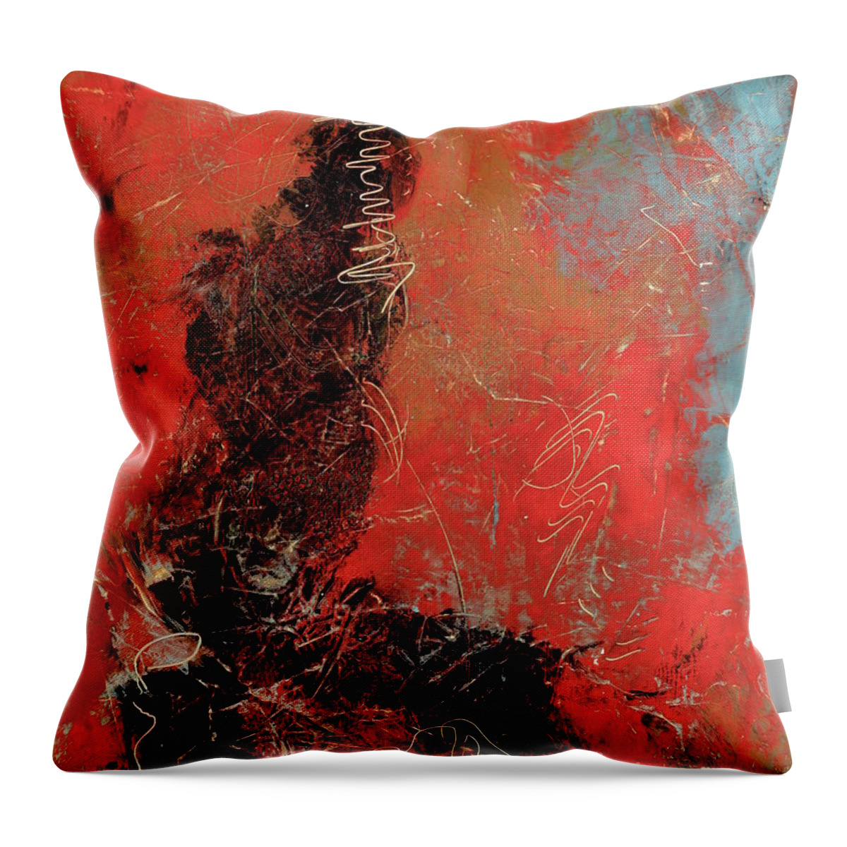 Abstract Throw Pillow featuring the painting Red Dragon 7 by Marcy Brennan