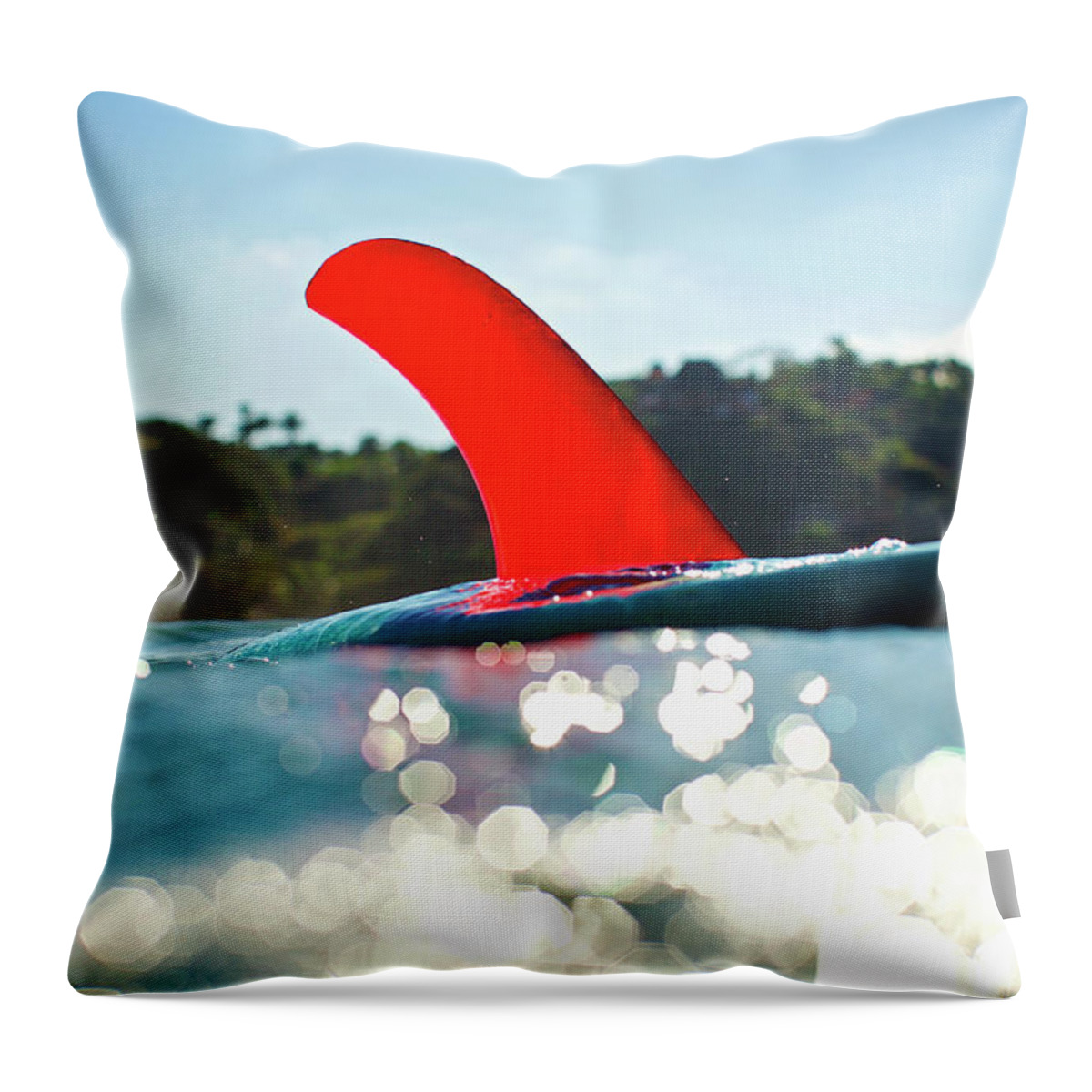 Surfing Throw Pillow featuring the photograph Red Fin by Nik West