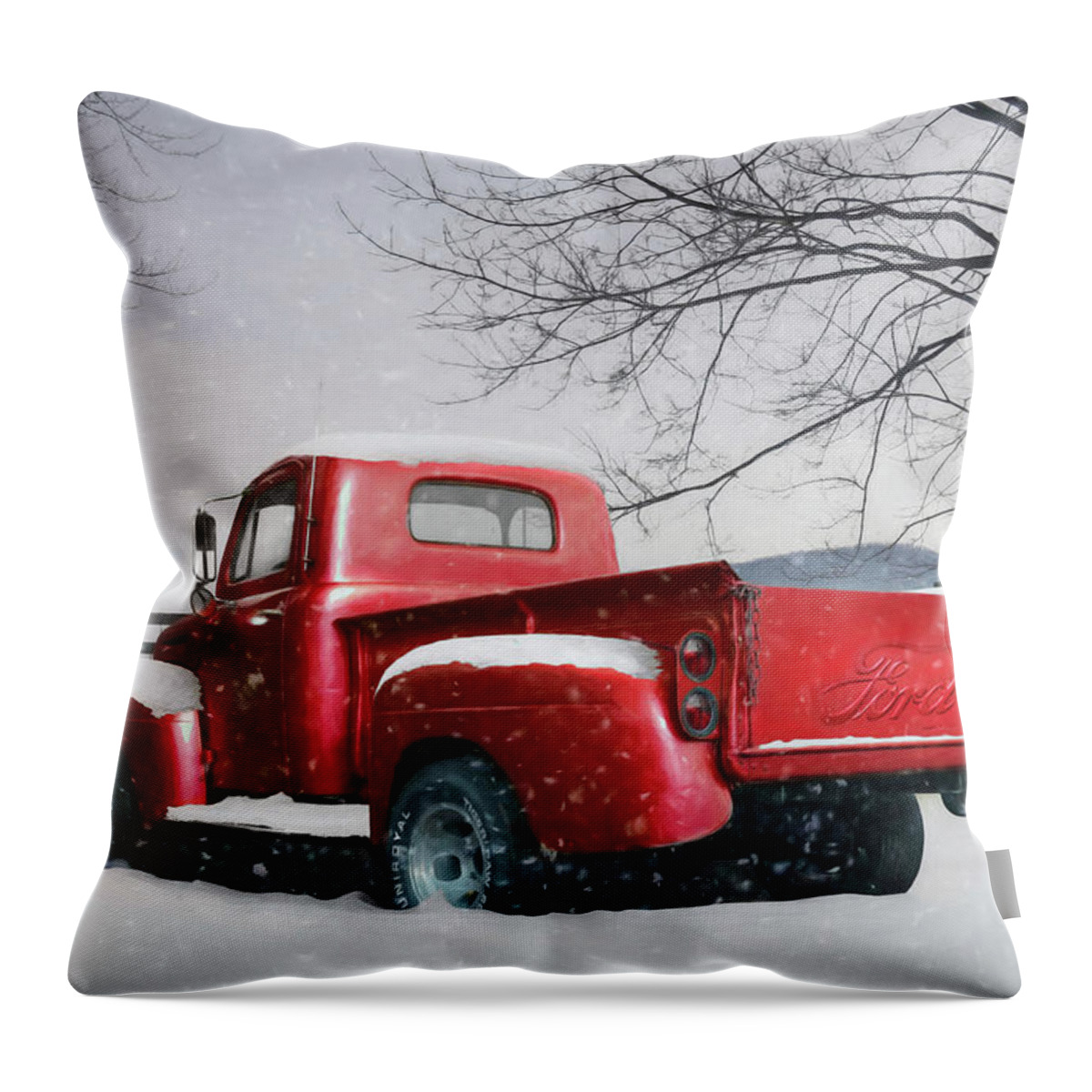 Truck Throw Pillow featuring the photograph Red Ford Pickup by Lori Deiter