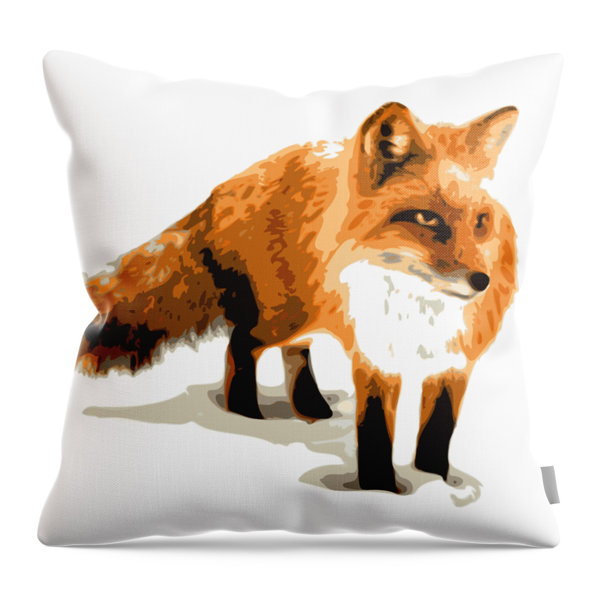 Fox Throw Pillow featuring the digital art Red Fox in Winter by DB Artist