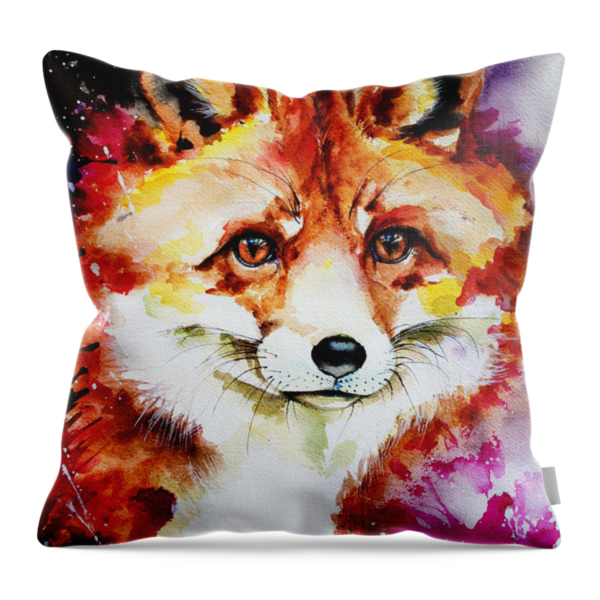 Red Throw Pillow featuring the painting Red Fox by Isabel Salvador