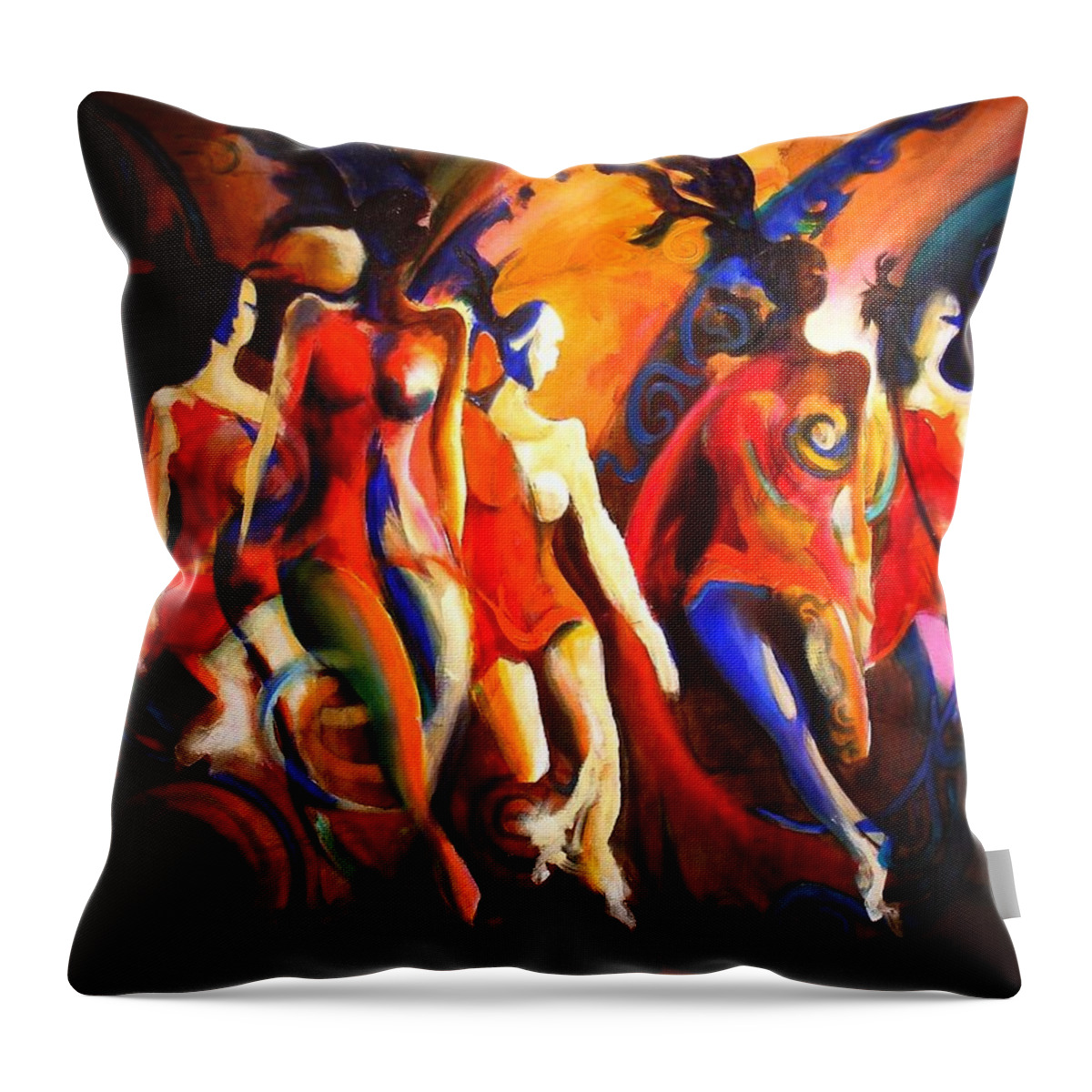 Red Harmony Dance Dancing Movement Dancers Irish Throw Pillow featuring the painting Red by Georg Douglas