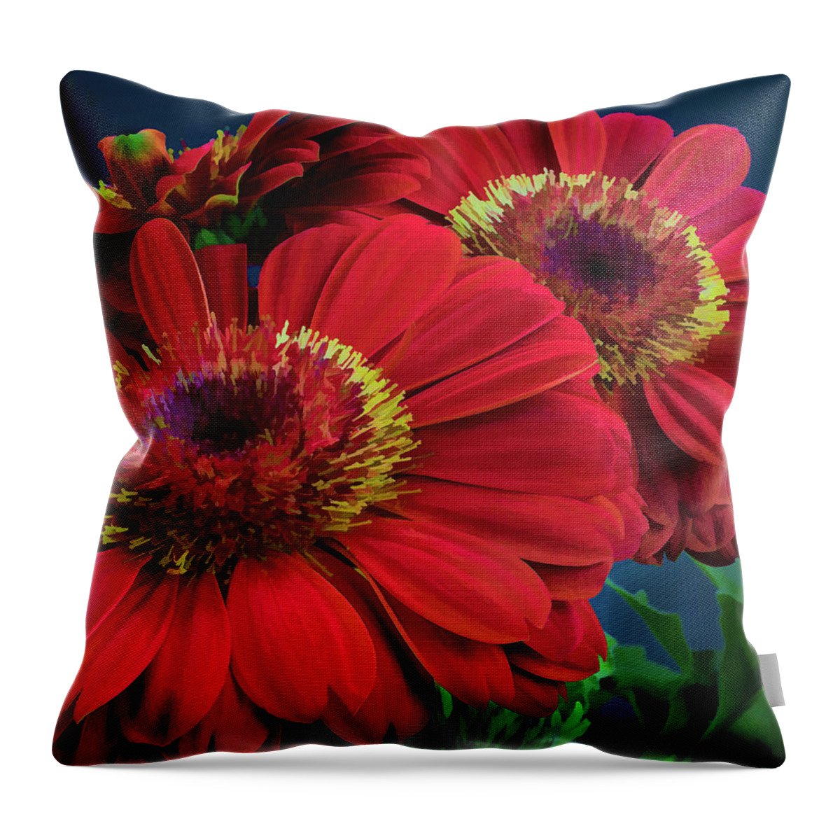 Flowers Throw Pillow featuring the photograph Red Gerbera Daisy by David Thompsen
