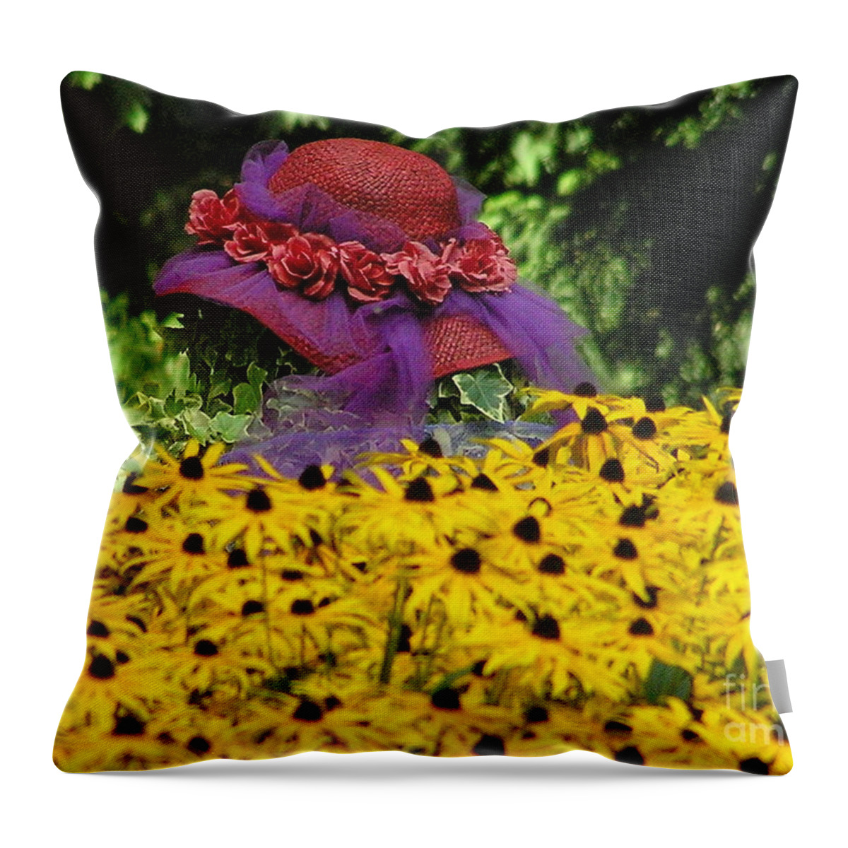 Red Hat Throw Pillow featuring the photograph Red Hat Parade by Louise Magno