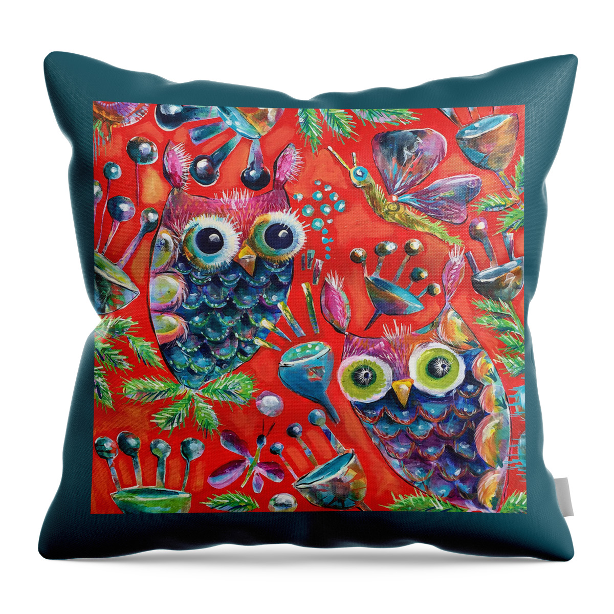 Red Hoot Throw Pillow featuring the photograph Red Hoots by DAKRI Sinclair