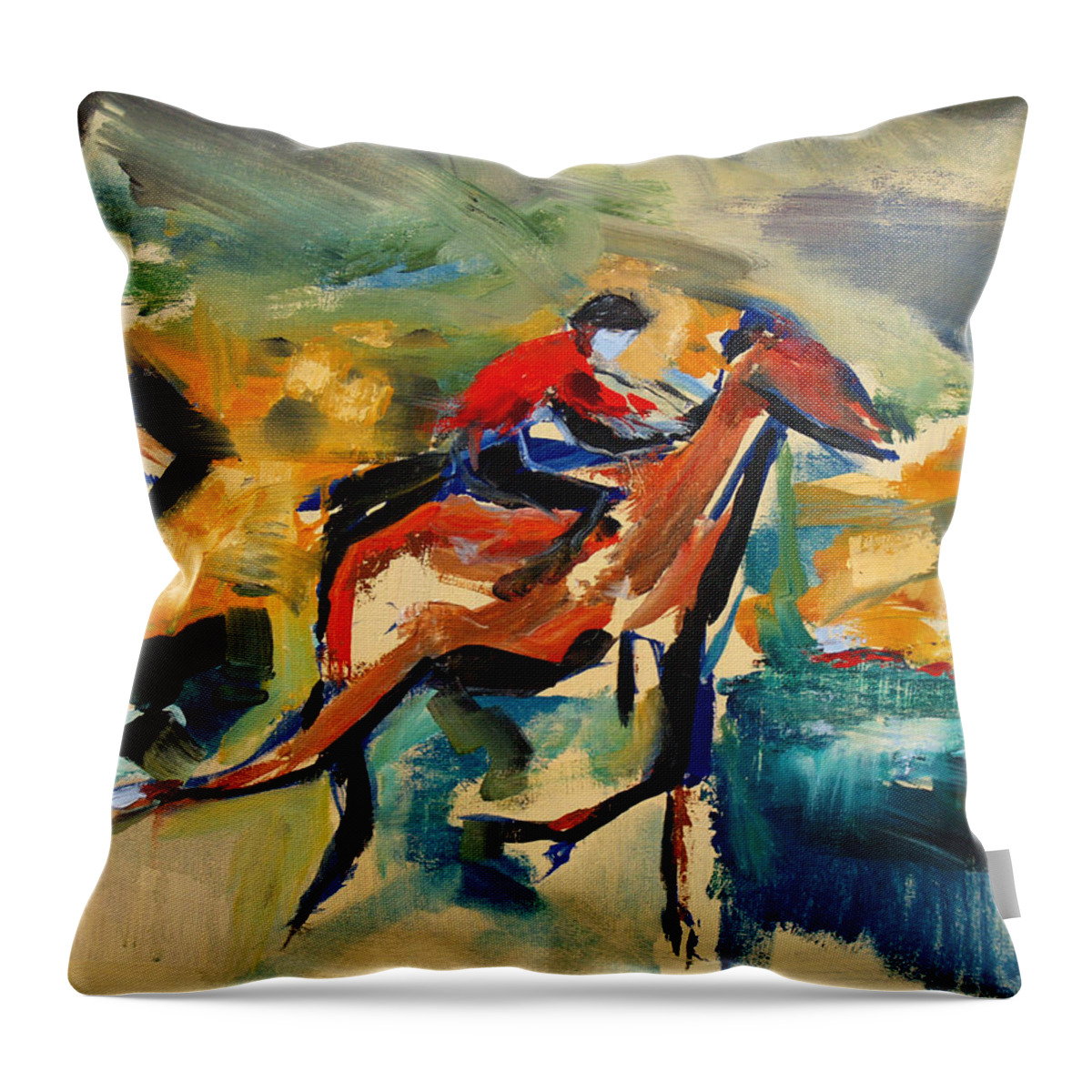  Throw Pillow featuring the painting Red Jacket by John Gholson