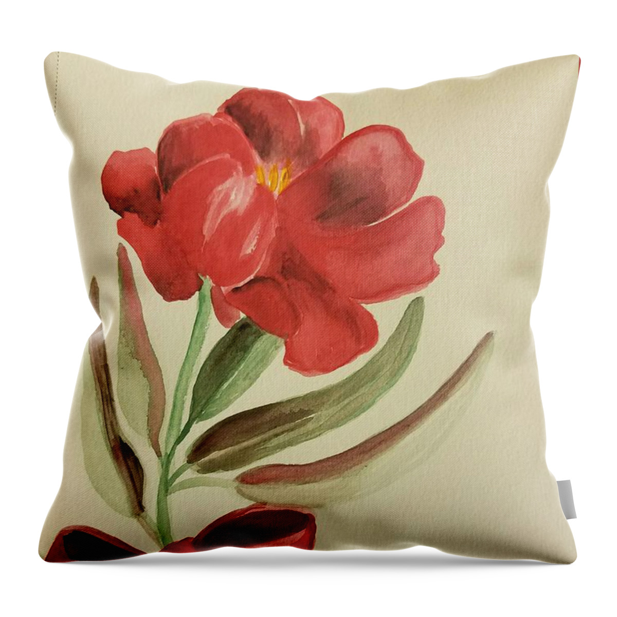 Red Lady Throw Pillow featuring the painting Red Lady by Maria Urso