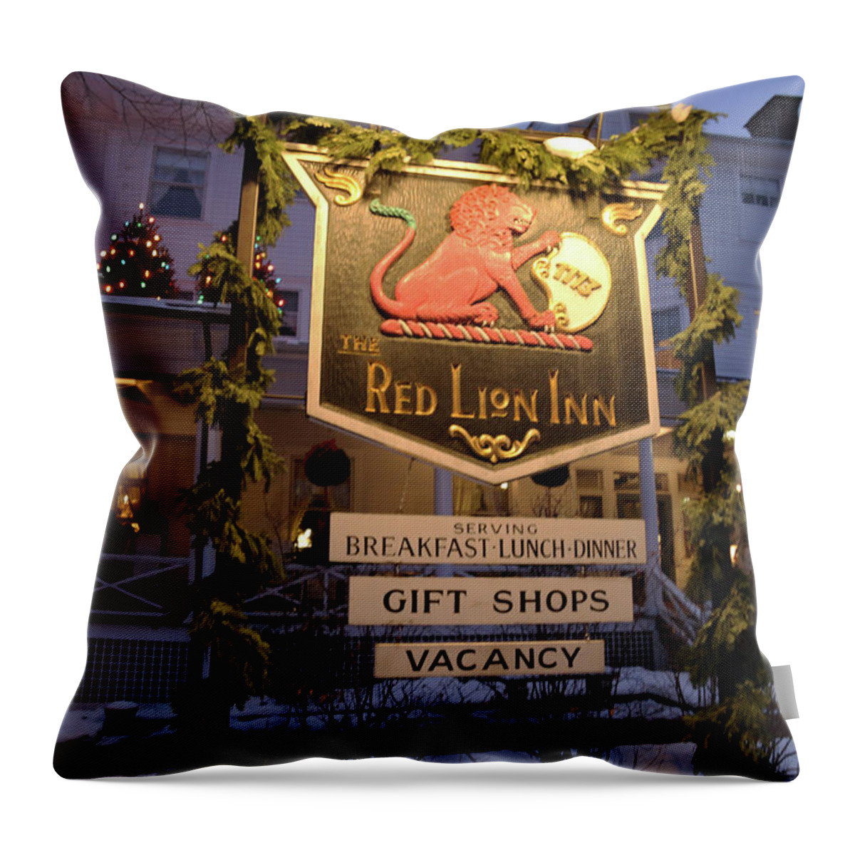 Red Lyon Inn Throw Pillow featuring the photograph Red Lyon Inn Stockbridge MA by Imagery-at- Work