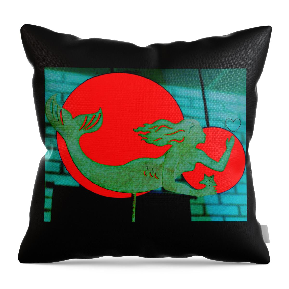 Mermaid Throw Pillow featuring the photograph Red Moon Mermaid by Larry Beat