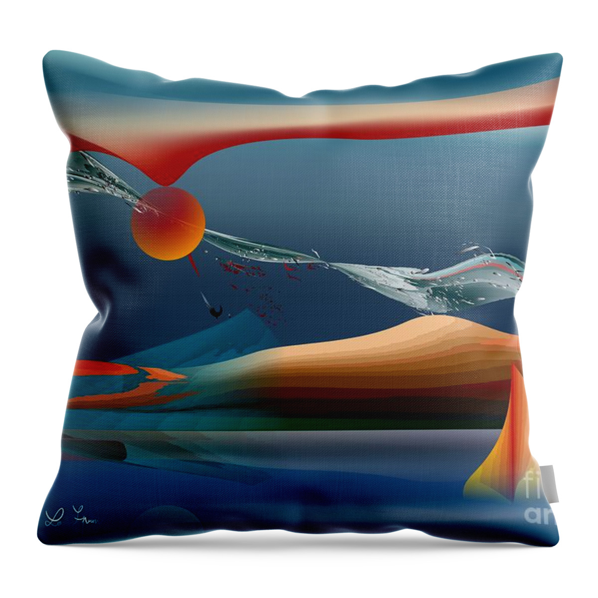 Red Moon Throw Pillow featuring the digital art Red Moon Sign by Leo Symon